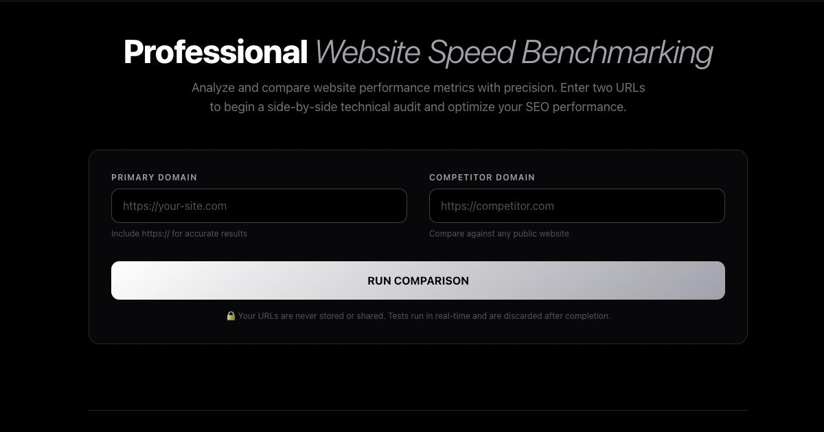 Website Speed Test Comparison Tool | Free Side-by-Side Performance ...